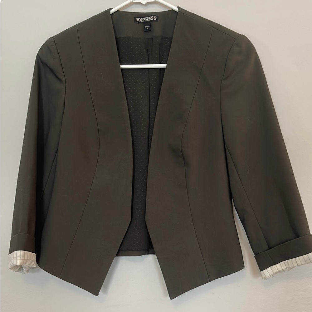 Express Women's Olive Green Cropped Blazer